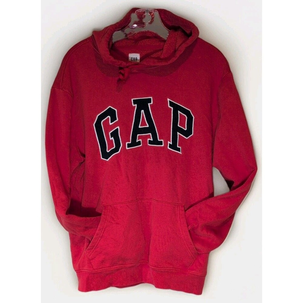 Gap Mens Hoodie Size Medium Red Vintage Soft Pullover drawstring